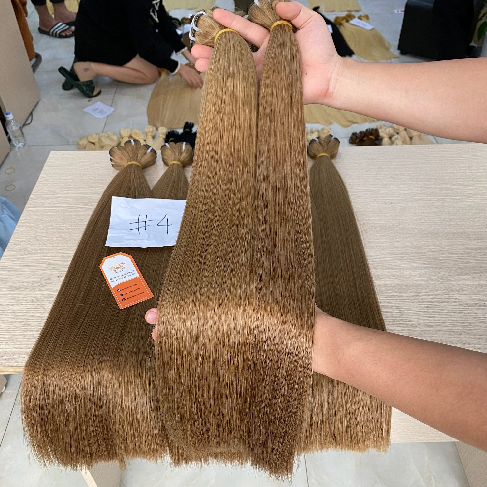 Hot Sale Raw #4 Brown Color Seamless Weft 100% Vietnamese Human Hair Super Double Drawn Genius Weft Hair