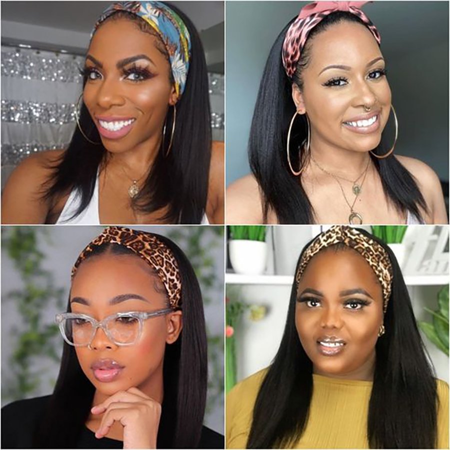 Apple Girl Cheap Remy Hair Peruvian Human Hair Wigs For Black Women Machine Made Non Lace Wig On Sale Straight Headband Wig