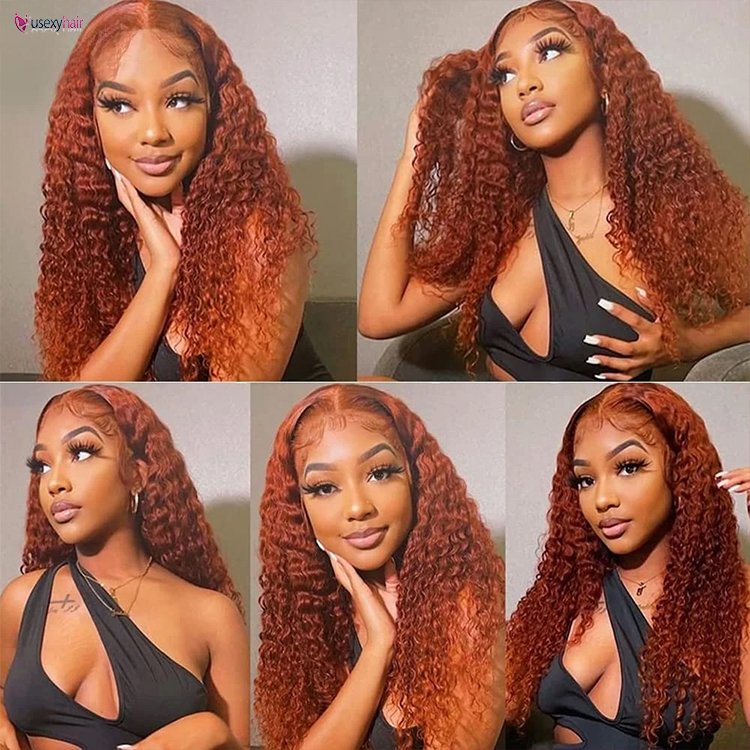 Water Wave Ginger Orange 13x6 Hd Lace Frontal Human Hair Wigs For Women Colored Transparent Lace Curly Deep Wave Frontal Wig