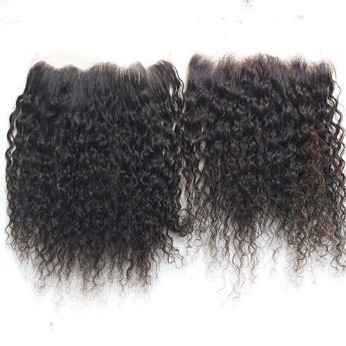 Closure 4x4 kinky curly hair with hair bundle extension natural color double draw 100% Human hair wigs