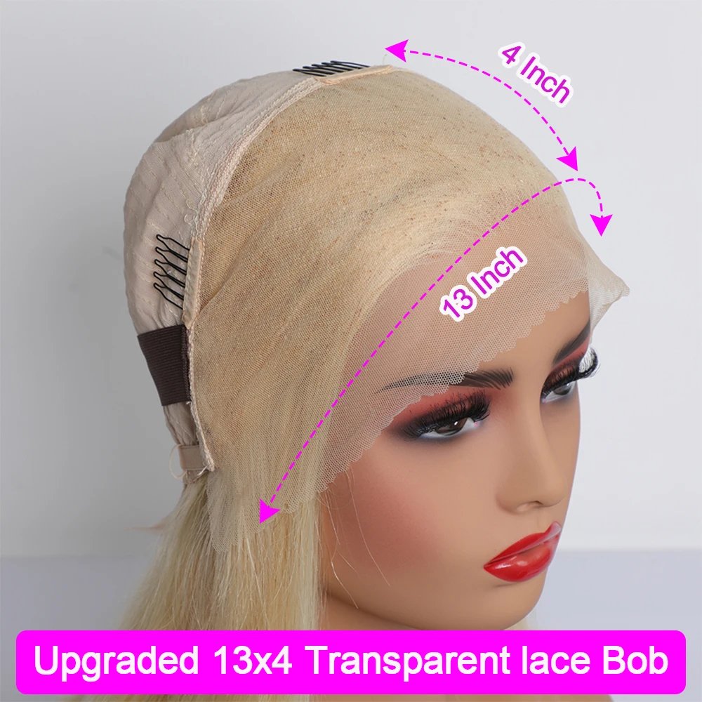 Wholesale 613 Color 100% Virgin Indian Human Hair Lace Front Wig For Black Women Full 13x4 Transparent Frontal Blonde Bob Wig