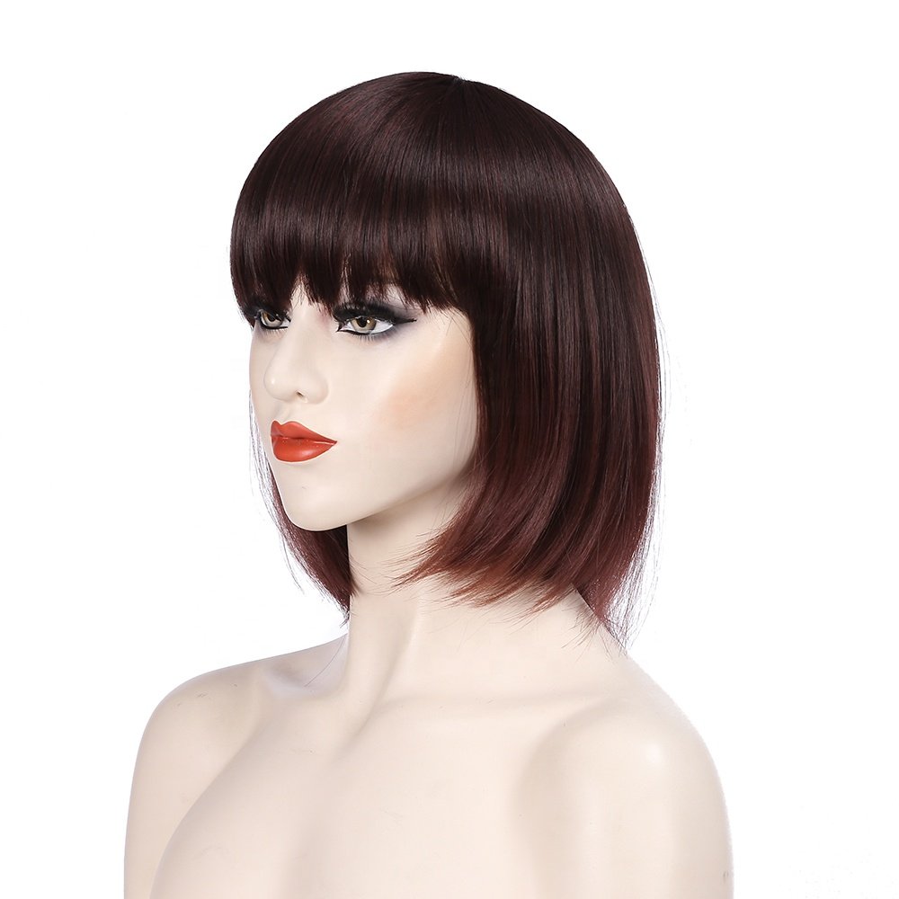 High Quality Women's Short Wig Supple Light Artificial Fiber with Fringe High Temperature Resistance