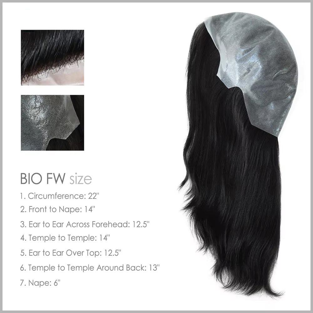 14 Inches 6 inches Natural Straight Full PU Wig for Women Thin Skin Head Wigs Real Human Hair silicone skin hair system