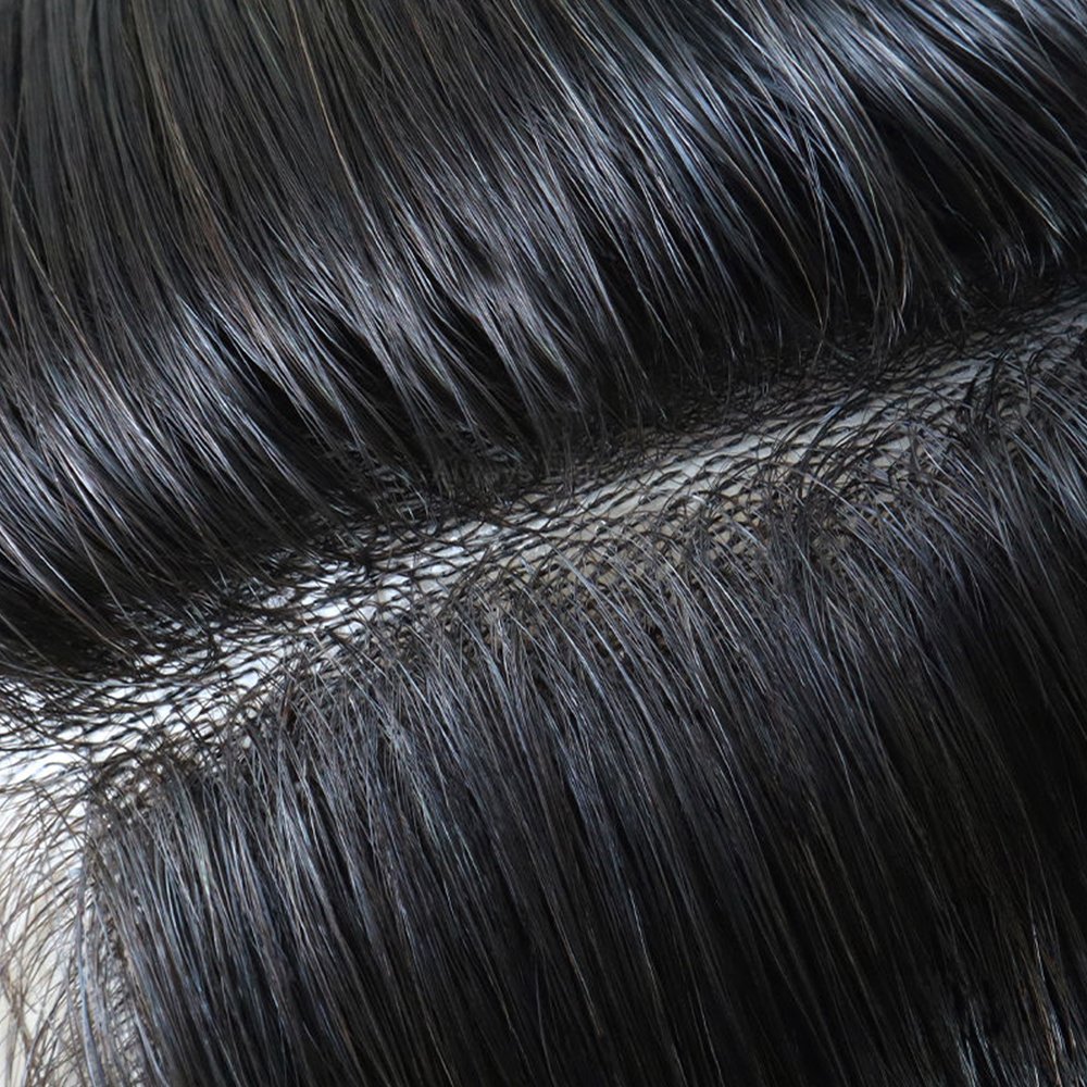 14 Inches 6 inches Natural Straight Full PU Wig for Women Thin Skin Head Wigs Real Human Hair silicone skin hair system
