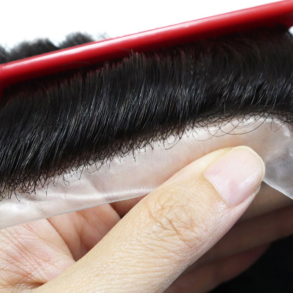 14 Inches 6 inches Natural Straight Full PU Wig for Women Thin Skin Head Wigs Real Human Hair silicone skin hair system