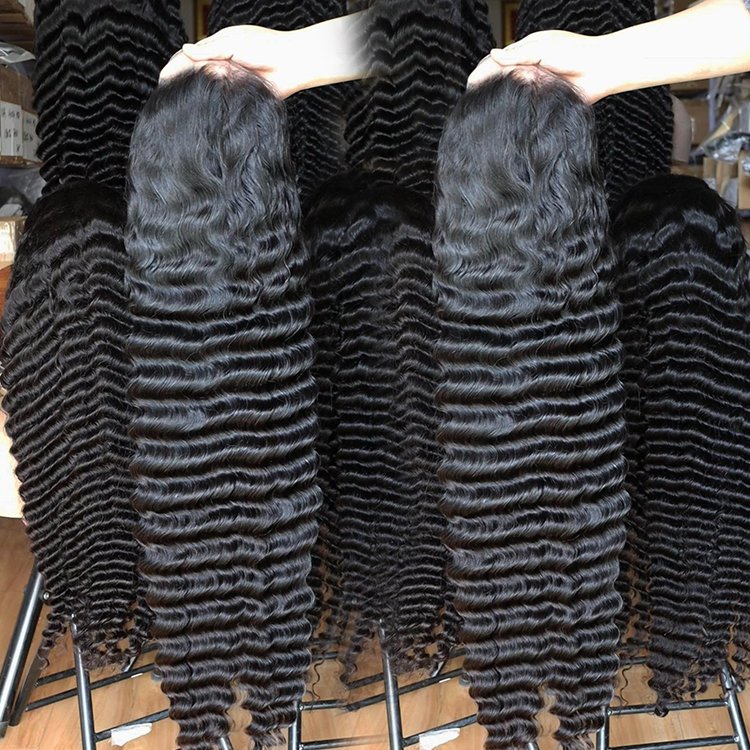 Raw cuticle aligned cambodian wig Transparent HD Swiss Lace Frontal 100% Human Hair 30inch Deep Wave Curly Human Hair Wig