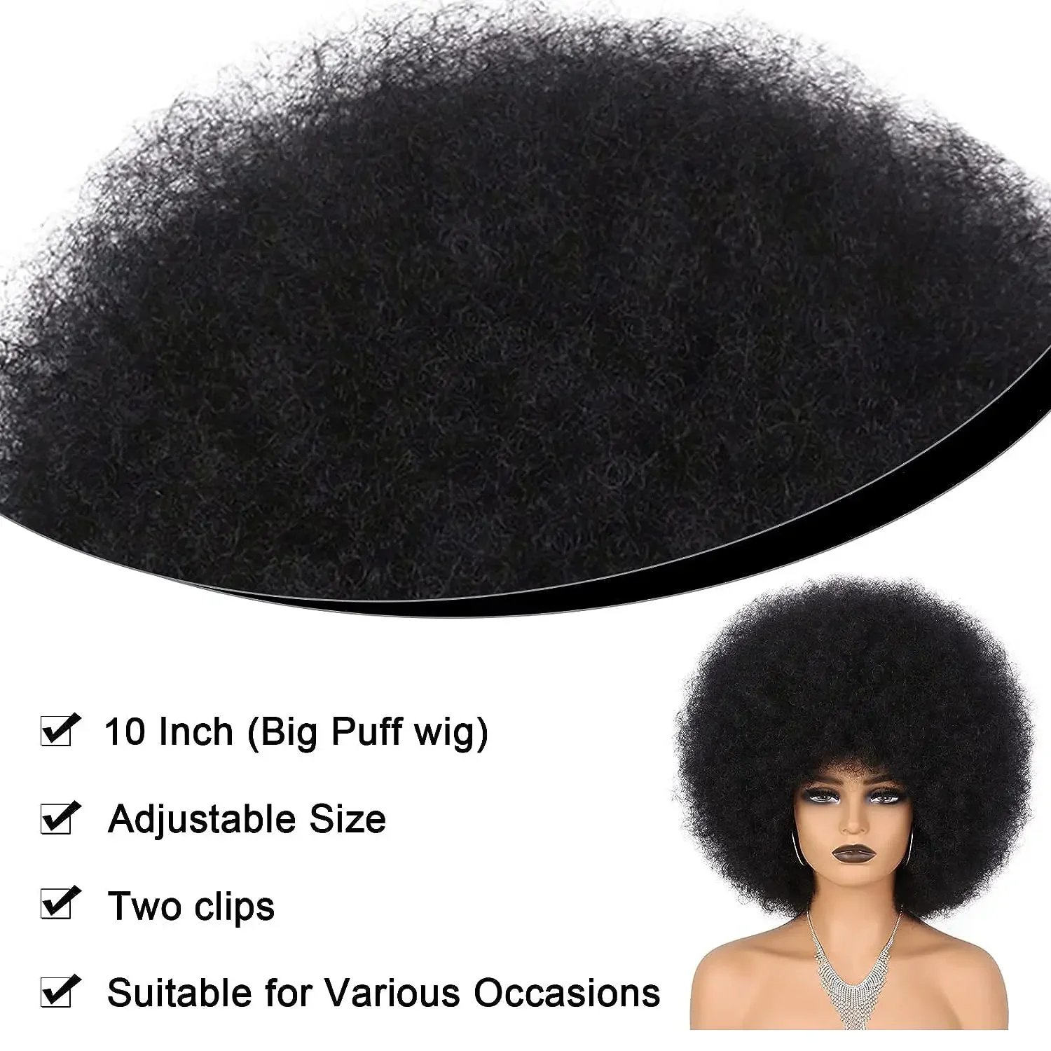Afro Kinky Curly Human Hair Wig Thick Bangs Natural Short Bob 180% Density
