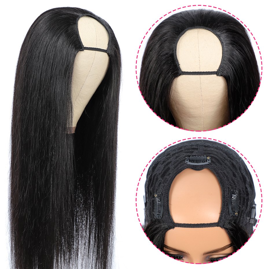 150% Density U Part Wig Human Hair Wigs For Black Women Remy Straight Cheap Human Hair Glueless Human Hair U Part Wigs