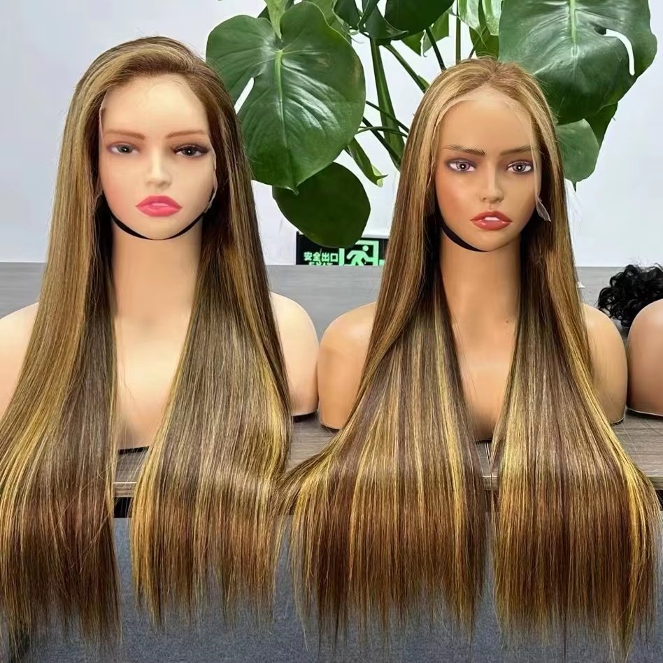 Brazilian 13x4 Lace Bone Straight Highlight Wig Glueless Human Hair Vendors Wholesale Double Drawn Raw Natural Human Hair Wigs