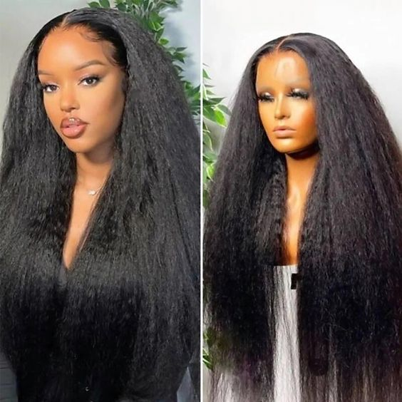 Glueless 13X4 13X6 Hd Lace Frontal Light Yaki Lace Wig,Kinky Straight Full Lace Wig Human Hair,Yaki Straight Lace Front Wig