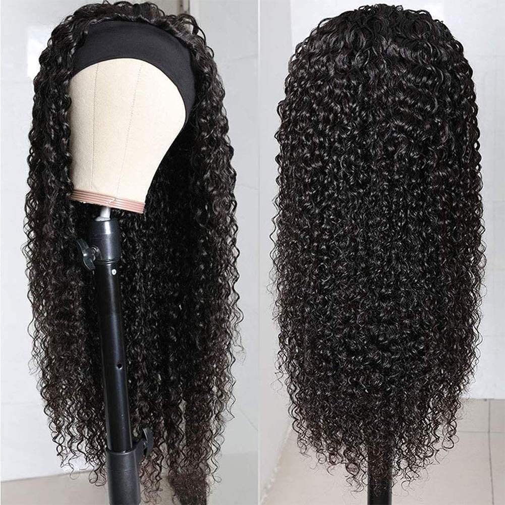 Wholesale Highlight Deep Wave Headband Human Hair Wigs None Lace Machine Made Human Hair Wigs Glueless Wig