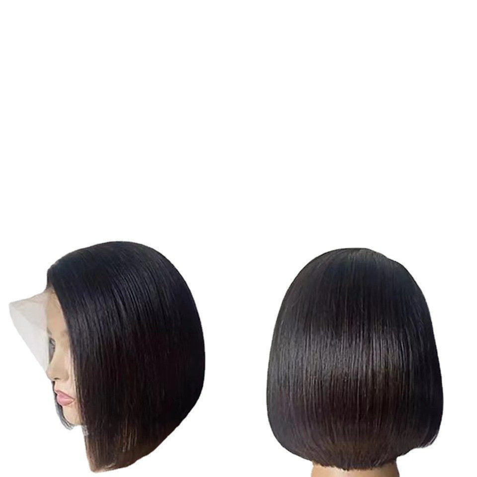 14 inch human hair short Bob Swiss lace front human hair wig, HD lace front wig short straight Bob wig for black wome