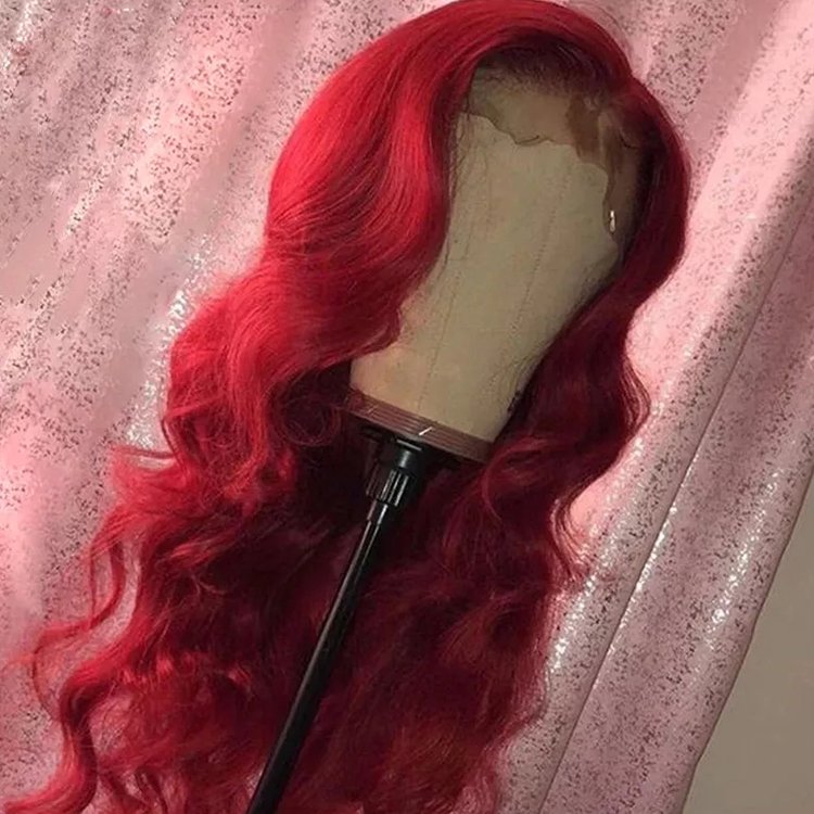 Indian Human Hair 13*4 Lace Front Wigs Boby Wave Red Human Hair Wigs For Black Women 12A Customize Body Wave