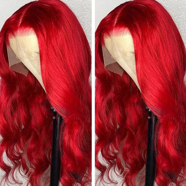 Indian Human Hair 13*4 Lace Front Wigs Boby Wave Red Human Hair Wigs For Black Women 12A Customize Body Wave
