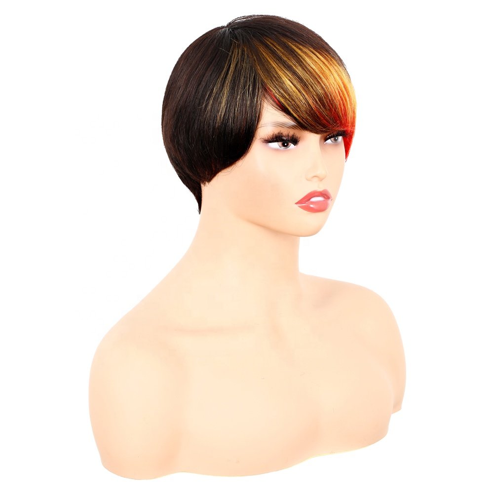 Factory hot style wholesale 100% Brazilian human hair wig pixie layered short human hair wigs for women