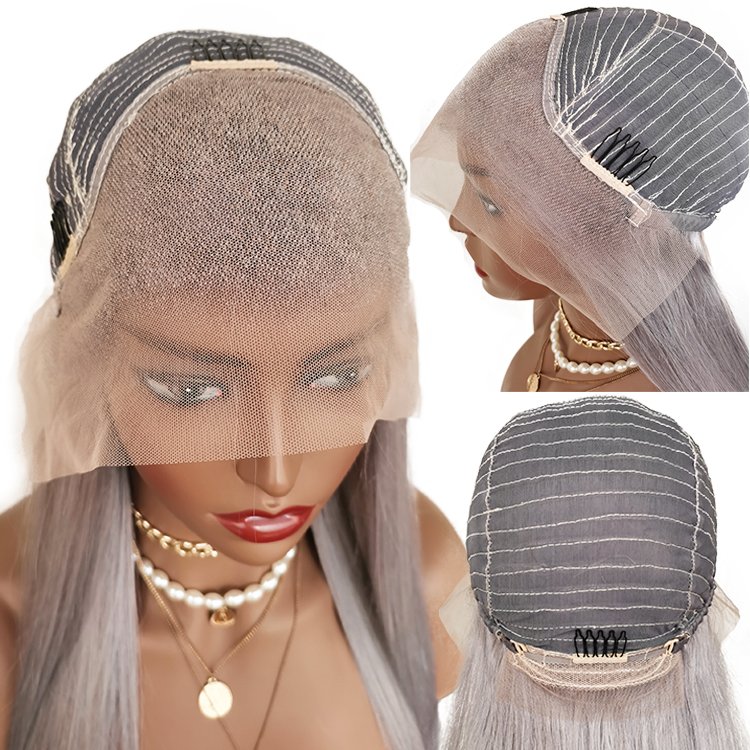 Gray Lace Front Human Hair Lace Front Wig Grey Human Hair Wig,remy Brazilian 180% Straight Long 100% Virgin Human Hair