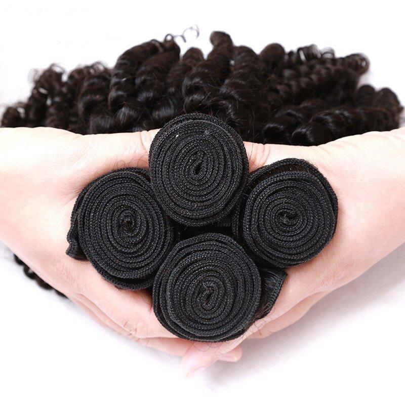 Raw Brazilian Funmi Hair Bundles 100% Human Virgin Hair Weaving Hair Bundles Extensions Spring Bouncy Curly
