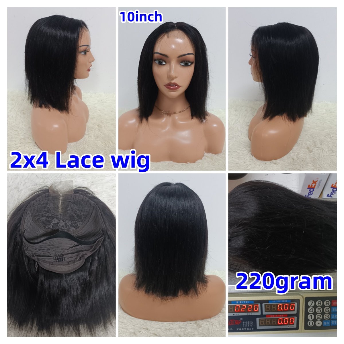 Letsfly Promotion 20$ 1PCS 2x4 Lace Closure Wigs 10inch 100% Human Hair Wigs 10PCS For Black Women Hair Extension