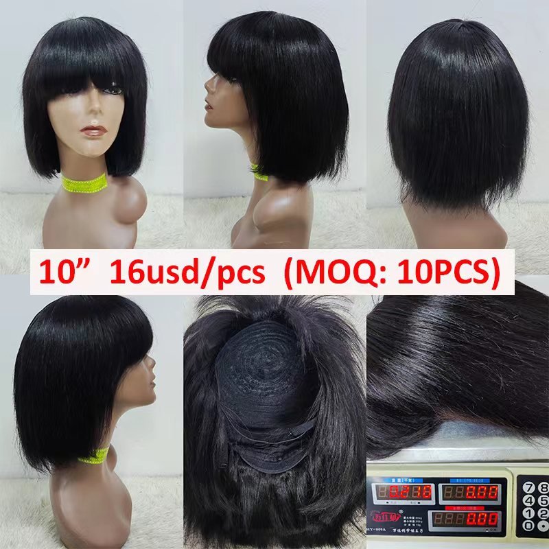 Letsfly Promotion 20$ 1PCS 2x4 Lace Closure Wigs 10inch 100% Human Hair Wigs 10PCS For Black Women Hair Extension
