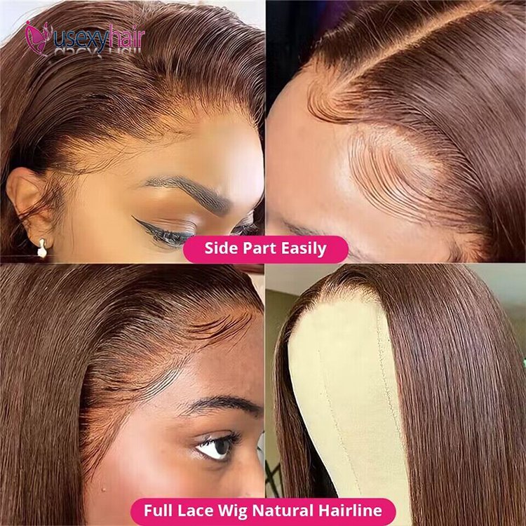 Chocolate Brown full lace human hair wig,Virgin Hair Lace Front Wig Honey Blonde full lace wig with baby hair,40 inch human hair