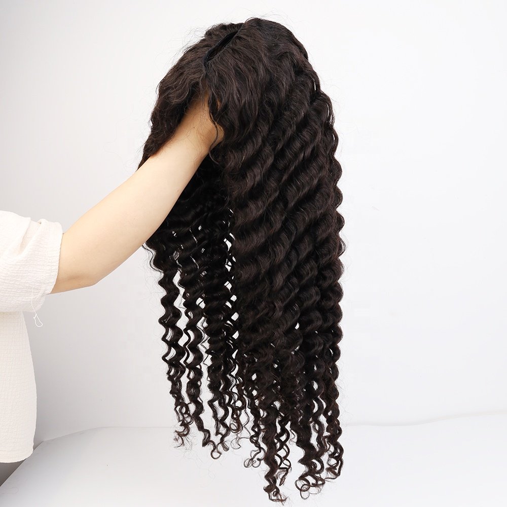 Hot Sale Lace Wigs 100% Human Hair Remy Glueless Thin V Part Wig Deep Wave Human Hair Wigs For Black Women