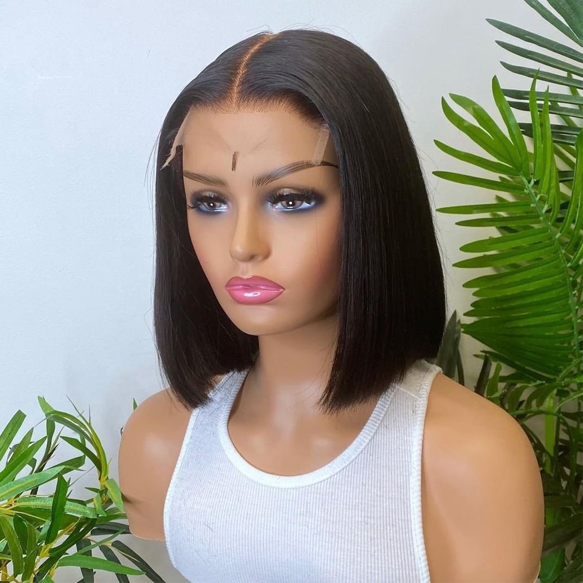 12inch silky straight bob human hair wigs 4x4 lace closure wigs