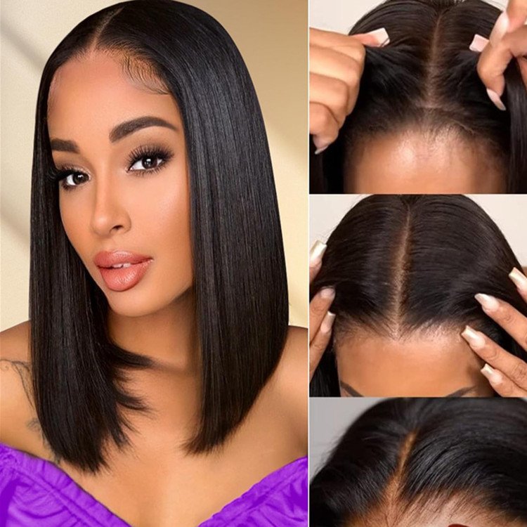 Wholesale 2*6 Lace Brazilian Lace Human Hair Wigs Short Bob Straight Human Hair Wig For Black Women