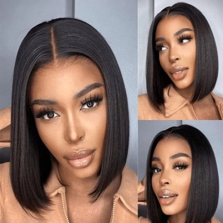 Wholesale 2*6 Lace Brazilian Lace Human Hair Wigs Short Bob Straight Human Hair Wig For Black Women