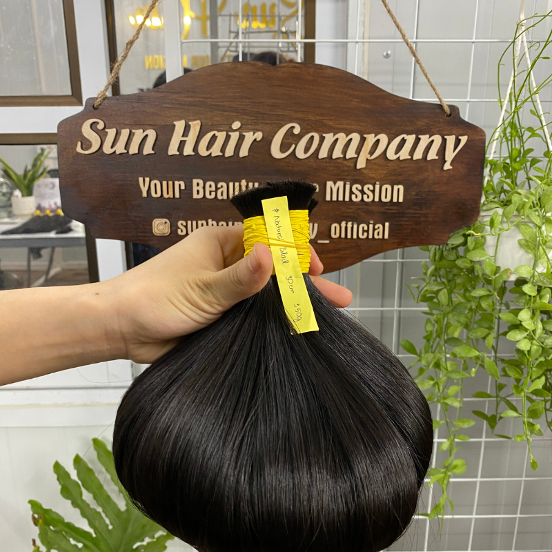 Wholesale Quality 100% Vietnamese Raw Bulk Hair Extensions Super Double Drawn Straight Hair in Black Color from Sun Hair Company