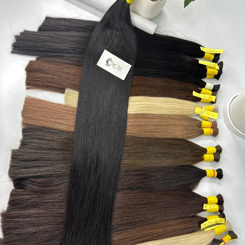 Wholesale Quality 100% Vietnamese Raw Bulk Hair Extensions Super Double Drawn Straight Hair in Black Color from Sun Hair Company