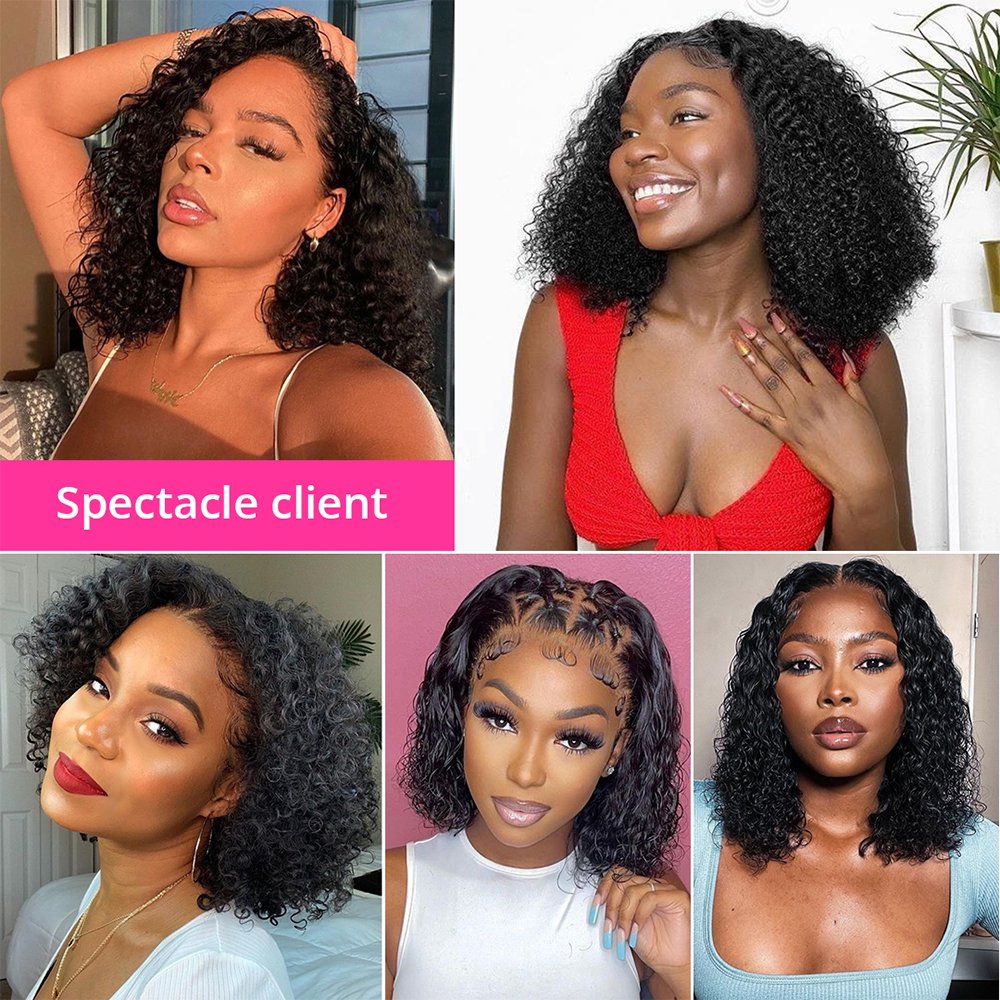 Kinky Curly Vietnamese Raw Human Hair Short Bob Wigs Human Hair Lace Front Wigs Cheap Pixie Cut Human Hair Wigs For Black Women