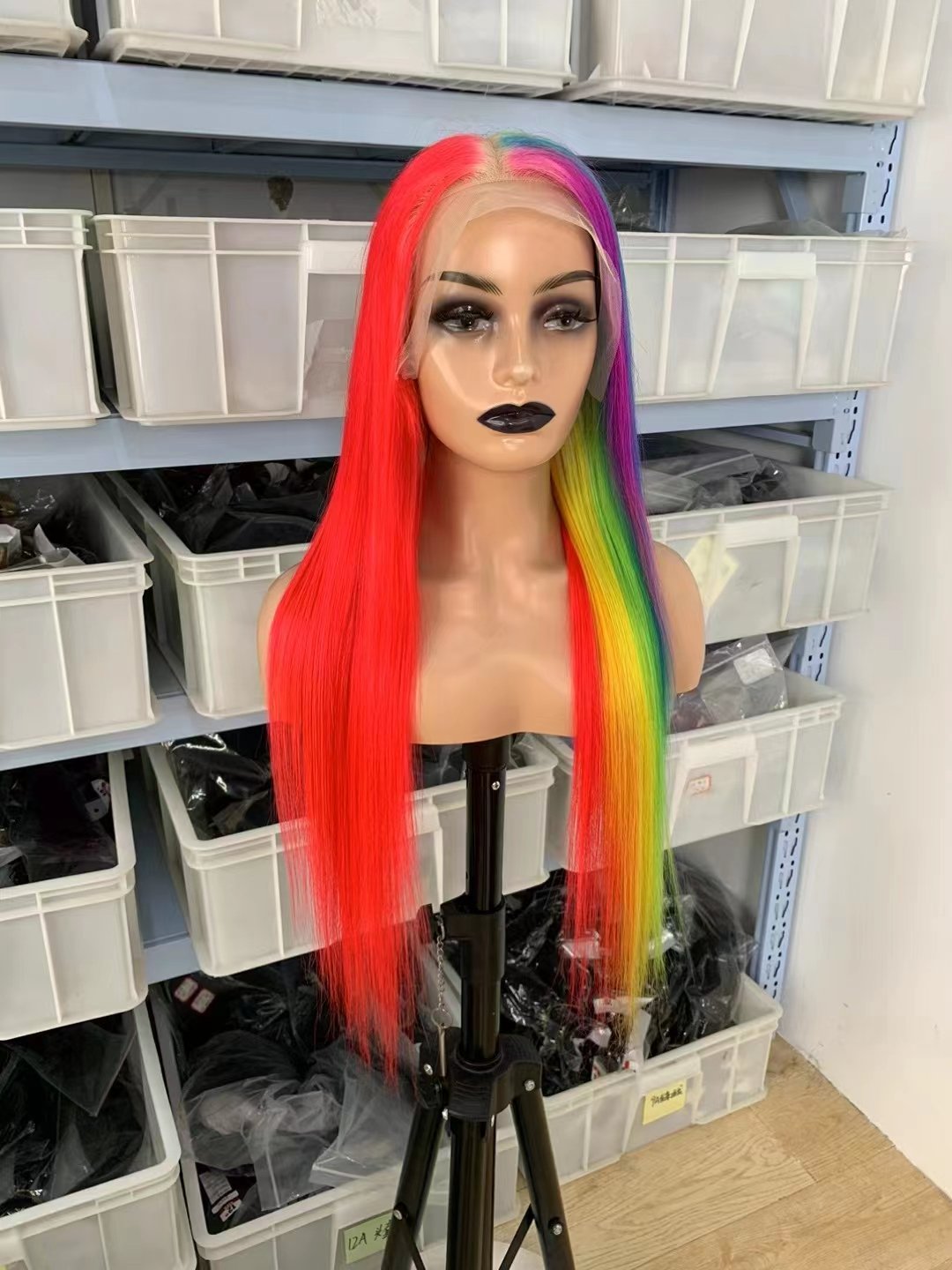 High Quality Raw Indian Hair Swiss Lace Wig rainbow color 100% Brazilian Virgin Cuticle Aligned Lace Front Human Hair Wig