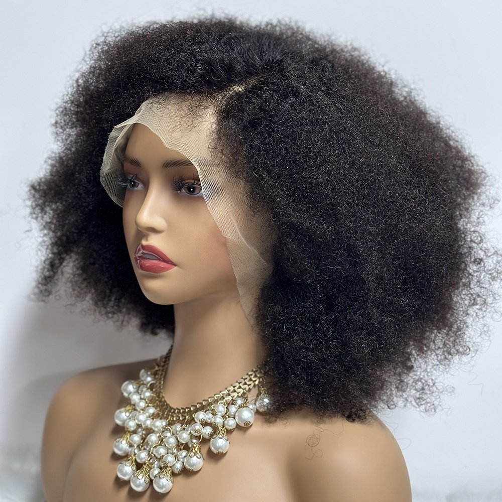 Wholesale Kinky Curly Front Lace Human Hair Wig Natural lace front closure raw human hair wig afro kinky curly wig
