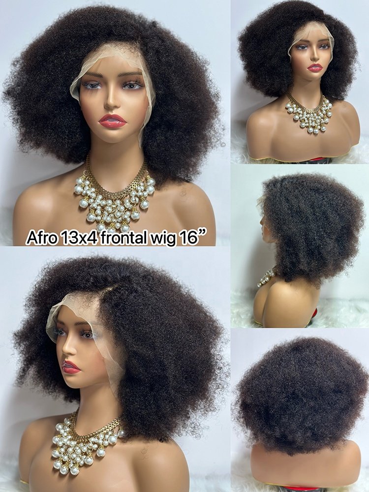 Wholesale Kinky Curly Front Lace Human Hair Wig Natural lace front closure raw human hair wig afro kinky curly wig