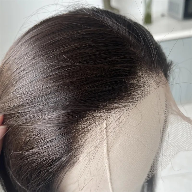 Wholesale natural brown virgin cuticle aligned European virgin human hair fully handtied 5X5 silk top wigs full lace wigs