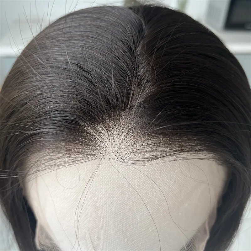 Wholesale natural brown virgin cuticle aligned European virgin human hair fully handtied 5X5 silk top wigs full lace wigs