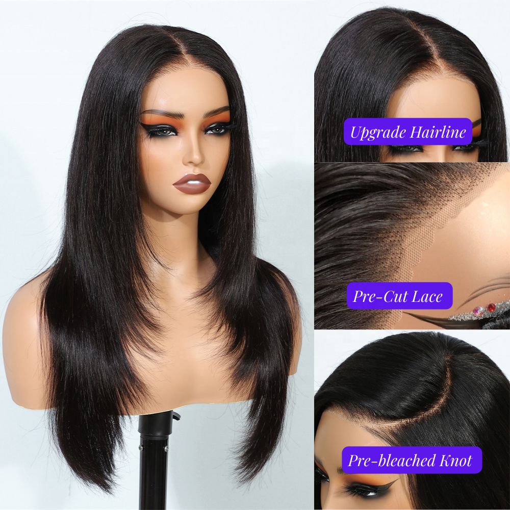 Layer Haircut 7x5 HD Peruvian Lace Front Wig Brazilian Swiss Closure Lace Frontal Straight Human Hair Wigs For Black Women