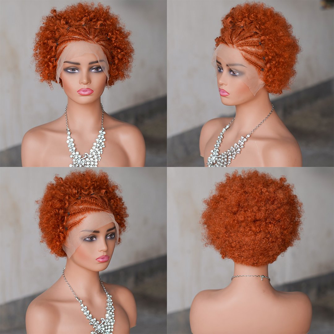 Salt and pepper red and brown 13x4 lace front pixel cur vietnam human hair wigs for women