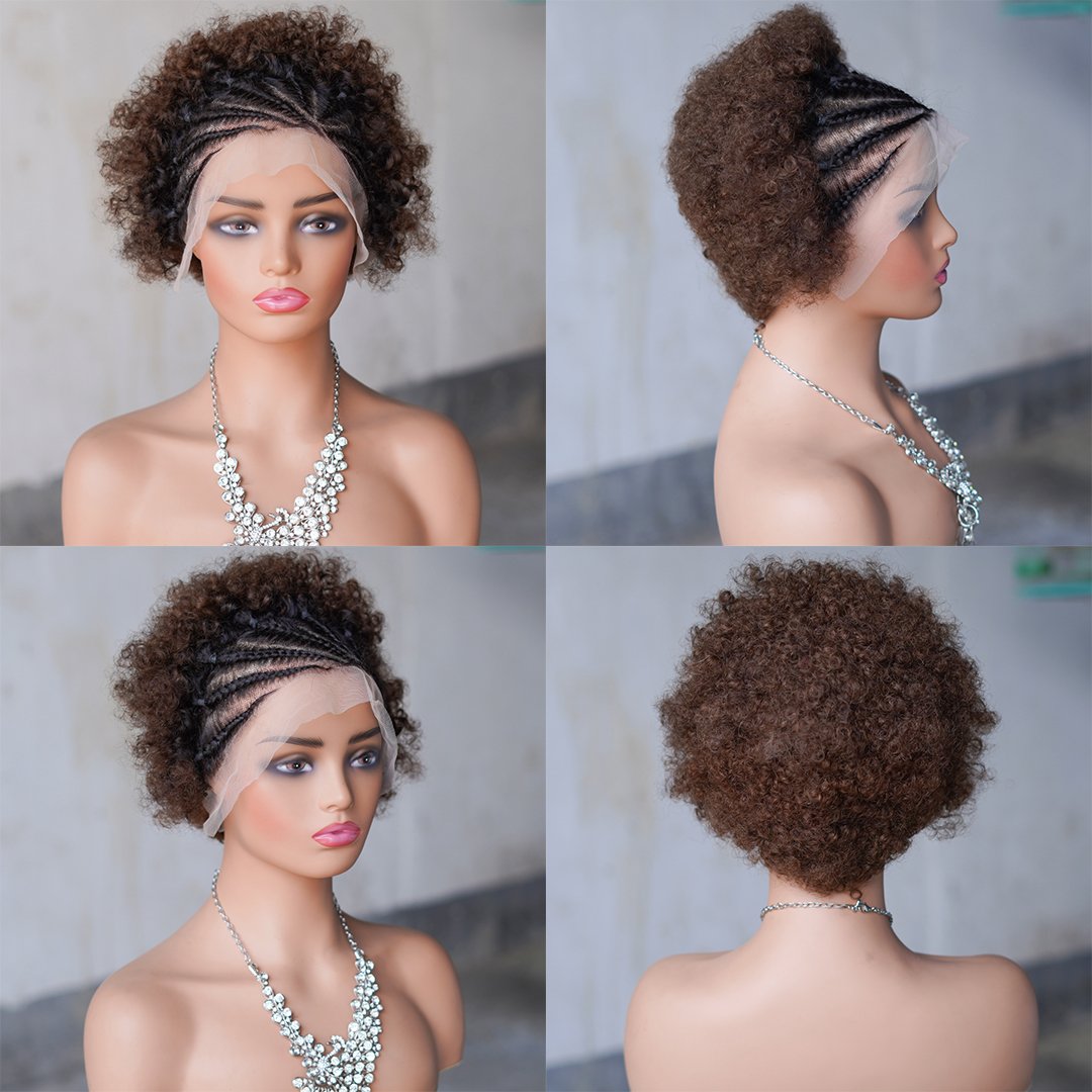 Salt and pepper red and brown 13x4 lace front pixel cur vietnam human hair wigs for women