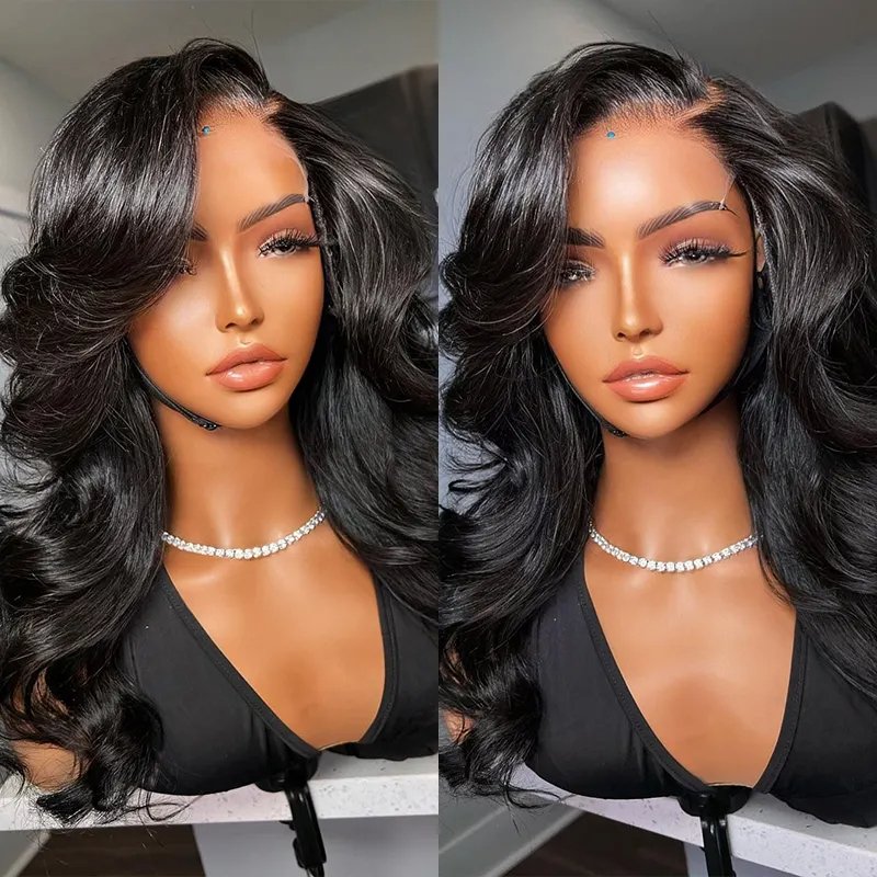 HMWIG Glueless Natural Body Wave Curly Wigs HD Lace Frontal Cuticle Aligned Raw Indian Hair Lace Front Wigs Human Hair Wigs