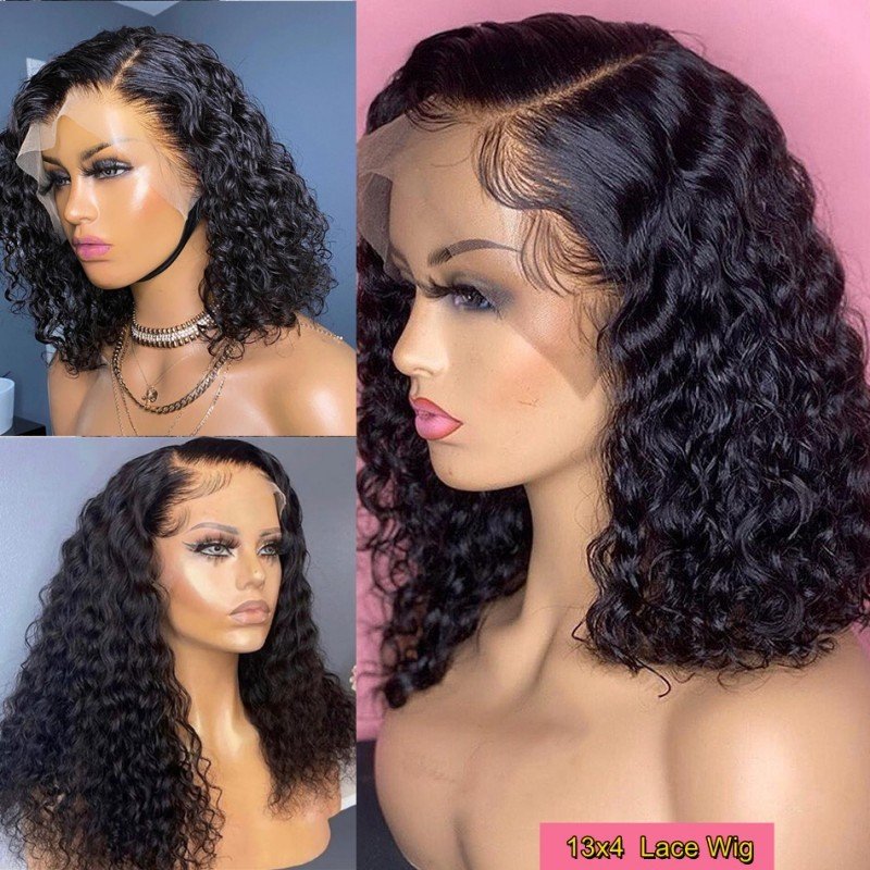 human hair human hair wigs Women's fashionable synthetic fiber head covers Black parted short curls