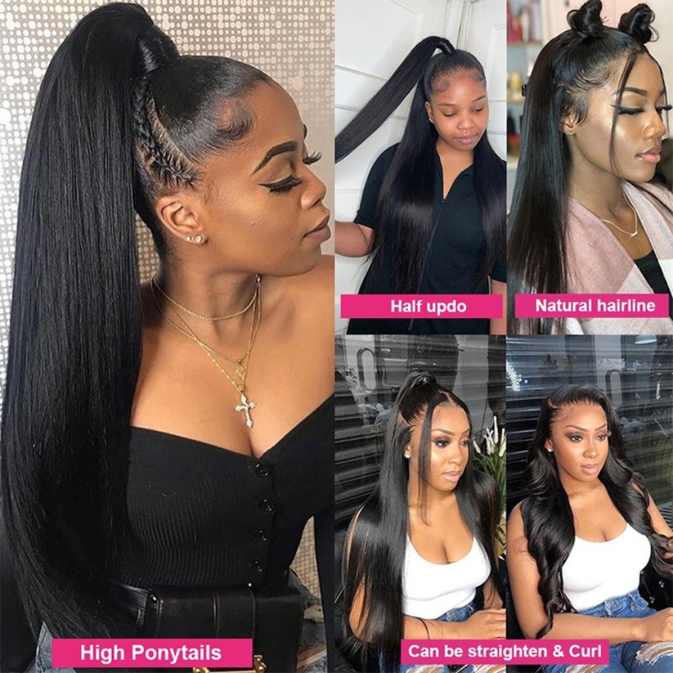 Ready To Ship Peruvian Cheap Hd Transparent Swiss Full Straight 360 Lace Frontal Human Hair Wigs With Baby Hair For Black Women