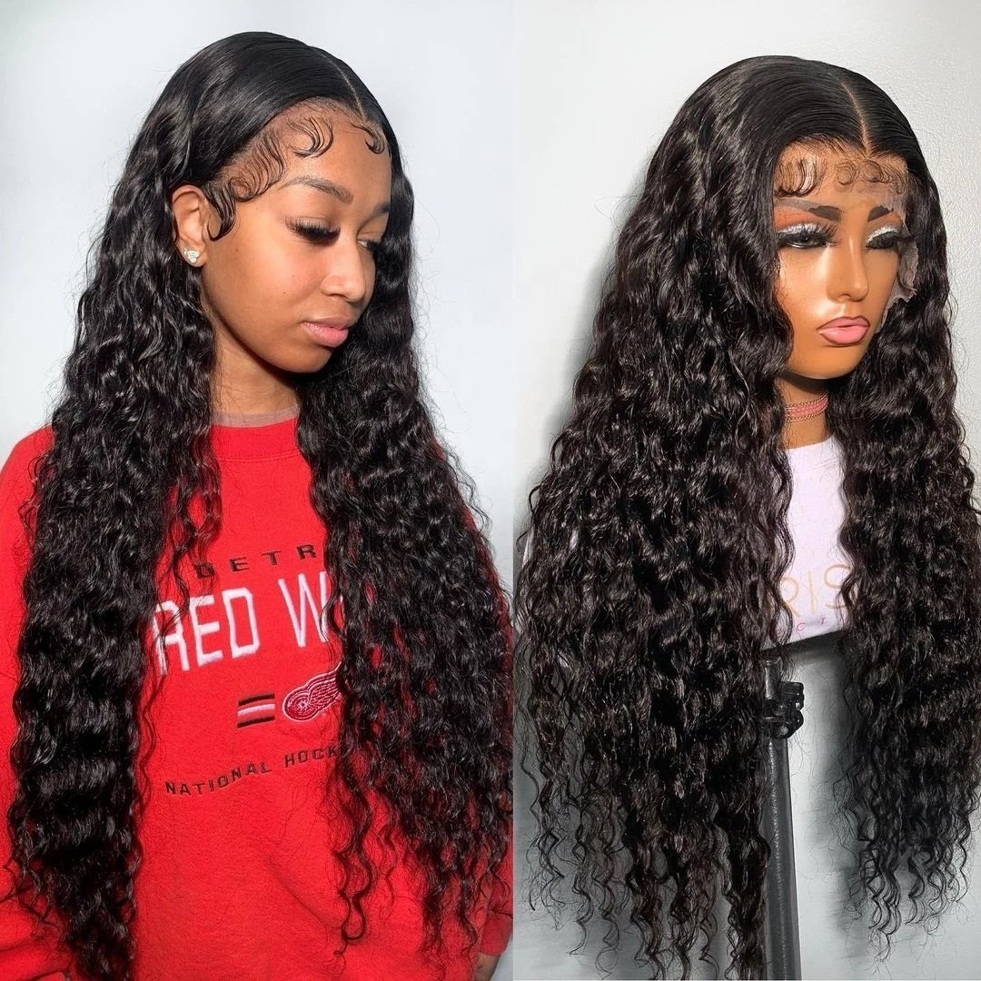 Raw Indian Cuticle Aligned Hair Vendors Deep Wave 13x4 Lace Front Human Hair Wigs for Black Women Peruvian Hair Hd Lace Wig
