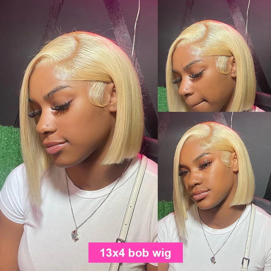 Wholesale Cheap Bob Wig Raw Vietnamese Hair 13x4 Lace Front Straight Human Hair Wig For Black Women Ready To Ship Blonde Wig