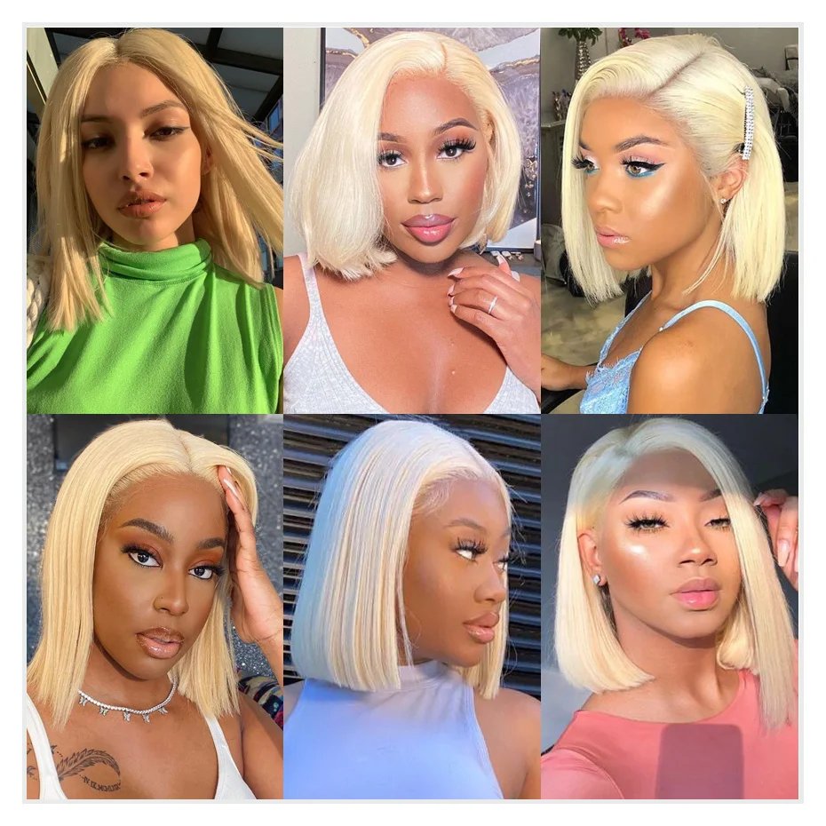 Wholesale Cheap Bob Wig Raw Vietnamese Hair 13x4 Lace Front Straight Human Hair Wig For Black Women Ready To Ship Blonde Wig