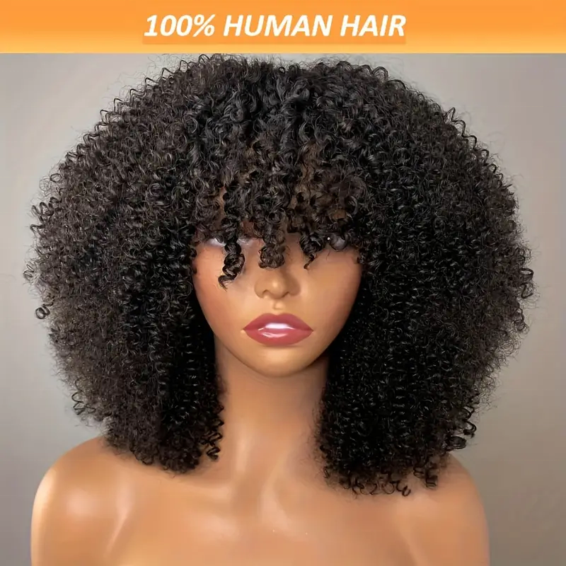 Machine Made Afro Kinky Curly Wig Hot Human Hair Wig For Black Women 100% Human Hair Cheap 250% Wig