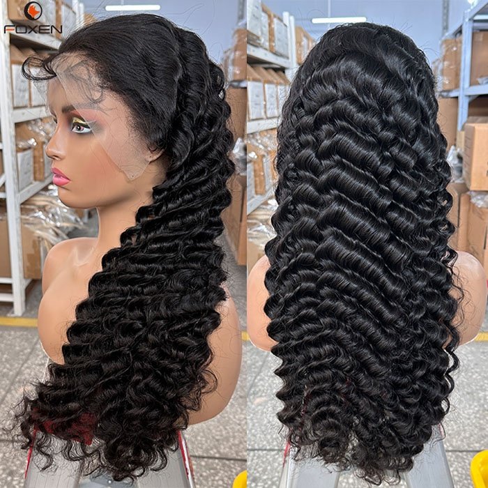 Cheap Raw Brazilian 30 Inch Hd Deep Wave Lace Frontal Wig Pre Pluck Lace Wigs 100% Virgin Human Hair Wigs 360 Full Lace
