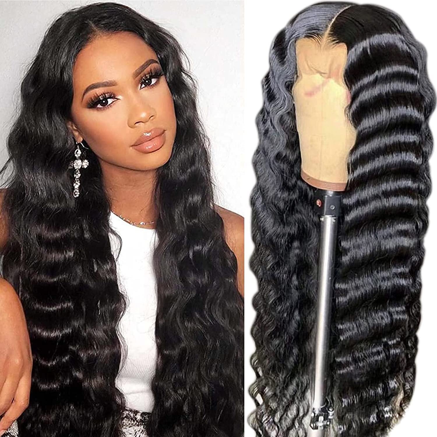 Cheap Raw Brazilian 30 Inch Hd Deep Wave Lace Frontal Wig Pre Pluck Lace Wigs 100% Virgin Human Hair Wigs 360 Full Lace