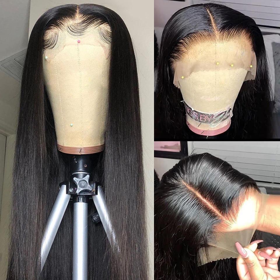 13x6 Raw Indian Human Hair Wig Glueless HD Full Lace Front Wigs Hair Brazilian Bone Straight Lace Frontal Wig With Baby
