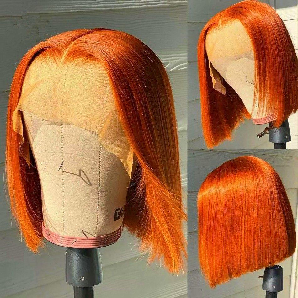 Bob Short Cut Wigs Blonde Straight Lace Front Human Hair Wigs 180D Transparent Lace Pre Plucked Brazilian Bob Lace Wigs